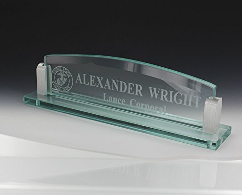 Awards and Gifts R Us 10 Inch Customizable Glass Desk Nameplate Aluminum Corners, Includes Personalization Awards and Gifts R Us 10 Inch Customizable Glass Desk Nameplate Aluminum Corners, Includes Personalization