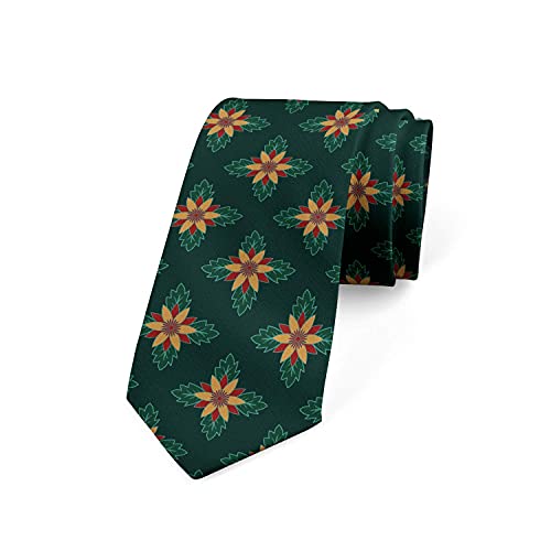 Tcerlcir Corbata Para Hombre Diseño Floral Adornado, Albaricoque Rubí Poliéster Verde Oscuro Boda Corbata Clásica De Negocios Cover