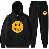 Unisex Hoodie and Sweatpants Set Trend Couple Hooded Pullover Hip Hop Hoodies Sweatshirt for Men Women Teens (Black,Small)