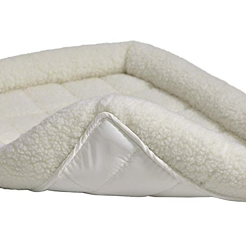 Image of MidWest Homes for Pets QuietTime Dog Bed - White Fleece Bolster, Ultra-Soft and Machine Washable, Fits 30-Inch Crates and Carriers, for Medium Breed Dogs