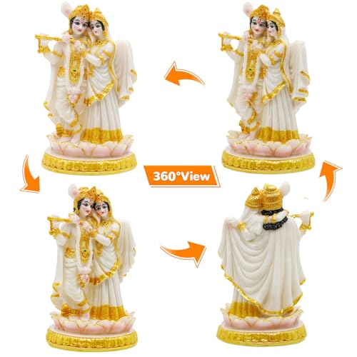 Estatua Hindu Dios Radha Krishna Color Mármol 5.7 in miniatura 2
