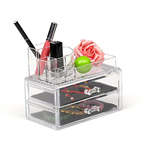 Preisvergleich Produktbild UELEGANS Acryl Make-up Aufbewahrungsbox, dreischichtige transparente kosmetische Aufbewahrungsbox Schublade Finishing-Box für alle Arten von Kosmetika geeignet