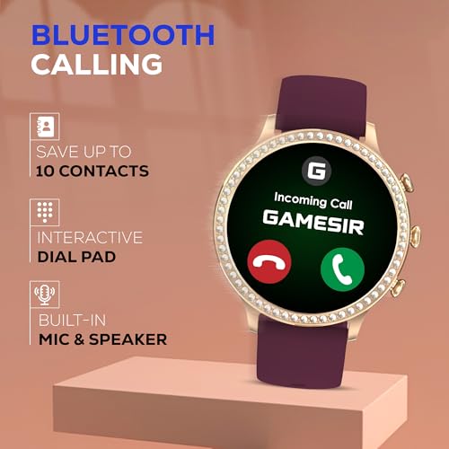 Image of GameSir GenDiva Smartwatch for Women with Bluetooth Calling, 1.69 inch AMOLED Display, 100+ Sports Modes, Health & Sleep Monitor, Voice Assistant, IP68 Waterproof, Long Battery Life,(Maroon)