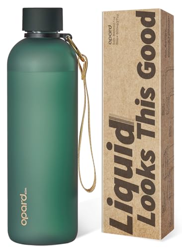 Image of Opard Slim Water Bottle 27oz, Dishwasher Safe Plastic Water Bottle BPA-Free, Leakproof Screw Top, Forest Green, Reusable for Travel School Sport Gym Hiking
