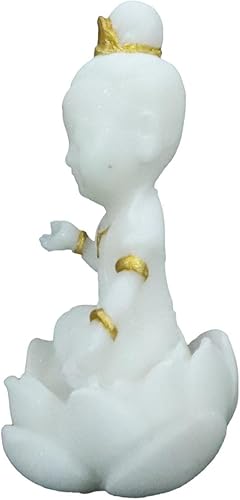 Miniatura 5 de Ebros Gift Pequeño Feng Shui Arte Cultural Amuleto de la Fortuna Figura de Buda Blanco y Oro Bodhisattva Hotei Mini Budas Talismán Escultura