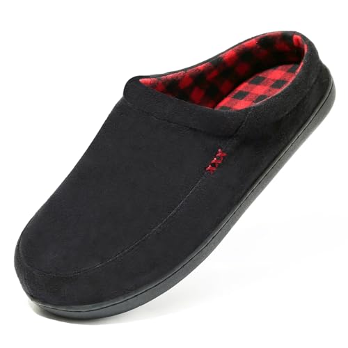 NewDenBer Men's Warm Memory Foam Suede Plush Fleece Lined Slip