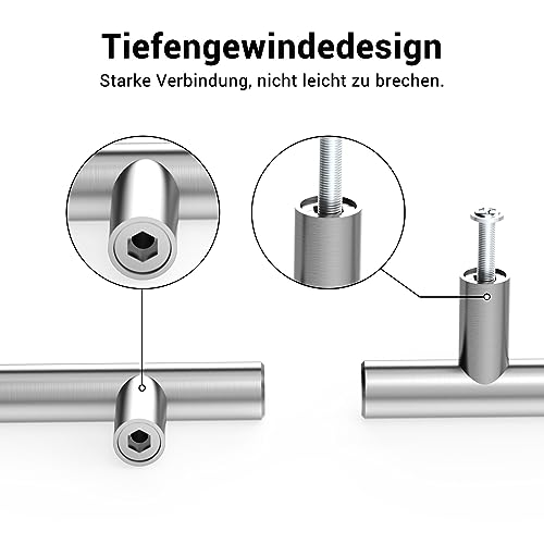 Meisax 10 Stück Schrankgriffe 64mm Lochabstand Möbelgriffe Edelstahl Küchengriffe Silber Griffe für Küchenschränke Schubladengriffe