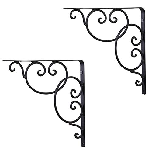 HRD Support d'étagère de Triangulaire en Fer forgé européen, Heavy Duty, equerre Murale, Noir, 8 Pouces Cover