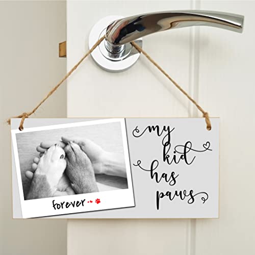 The Plum Penguin Handmade Wooden Hanging Wall Plaque My Kid Has Paws Funny Cute Sentimental Sign Pet Lover Cat Dog Mum Dad - Image 4