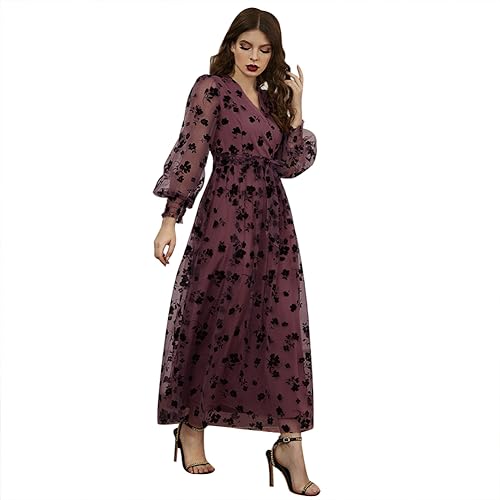 Robe d'invité de mariage élégante violet foncé pour rester chic en hiver