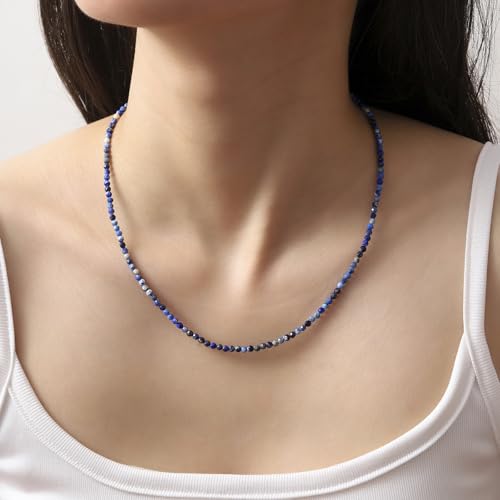 Crystal Choker Necklace for Women 3mm Handmade Natural Stone Beaded Necklace Healing Crystal Necklace Gemstone Necklace Crystal Bead Necklace for Women3