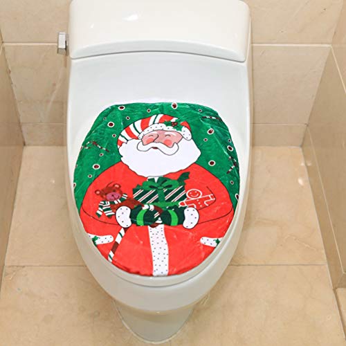 Amosfun 2 Stücke Weihnachtsmann Toilettenbezug Santa Weihnachten Toilettensitzbezug Set Toilettendeckelbezug Weihnachtsdeko Weihnachtsschmuck Badezimmer Dekoration WC Deko Ornamente – Bild 4