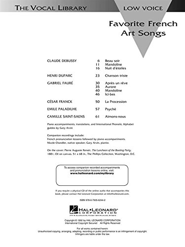Favorite French Art Songs - Volume 1 Book/Online Audio (Vocal Library) - Image 3