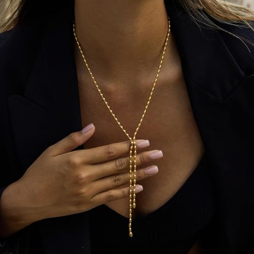 Collier de frange en perles à la mode chaîne en forme de Y plaquée