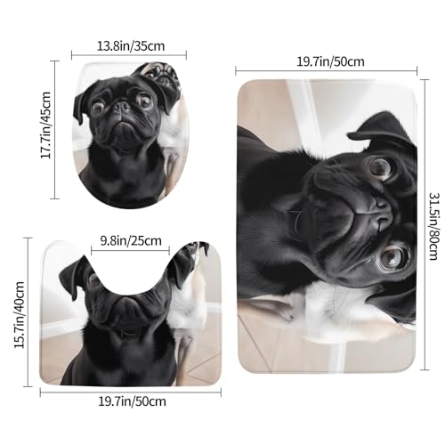Tapis de bain microfibre absorbant lot de 3 avec contour WC U