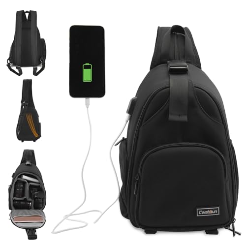 Image of Cwatcun Sling Bag, Crossbody Case for DSLR SLR Canon Nikon Sony Mirrorless Cameras - Photography Backpack for Photographers