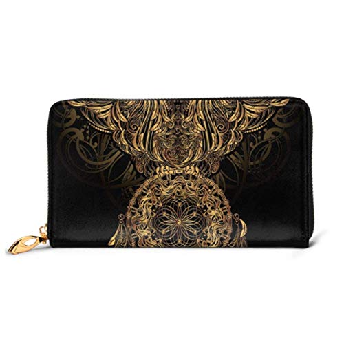Preisvergleich Produktbild JHGFG Mode Handtasche Reißverschluss Geldbörse Verzierte Spirituelle Symbole Totemic Telefon Kupplung Geldbörse Abendkupplung Blockieren Leder Brieftasche Multi Card Organizer