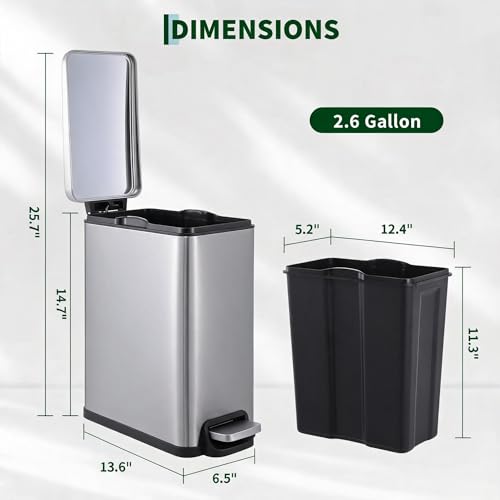 Takywep Cubo de Basura Slim 10L Acero Inoxidable miniatura 3
