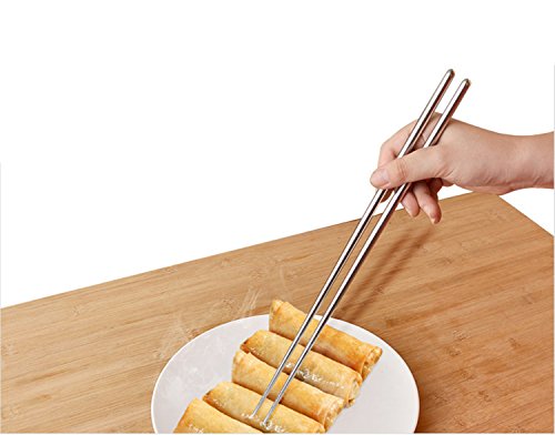Opacc Pair 14 Inch Stainless Steel Long Chopsticks For Hot Pot Frying Noodle, Super Strong Lightweight Professional #TOP2
