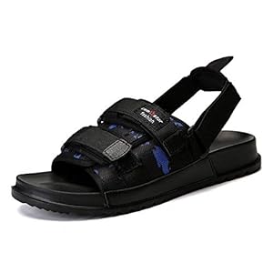 Tanxianlu Sandalen voor mannen, zomer, zwart, strandsandalen, platte schoenen
