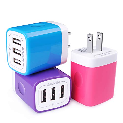 Wall Charger, USB Charger Adapter, 3.1A/3Pack Muti Port Fast Charging Cube Power Charge Base Block Plug for Phone 13 12 11 Pro Max SE X 8 7 Plus, Samsung Note 20 10 S21 S20 S10, Kindle Fire USB Plug
