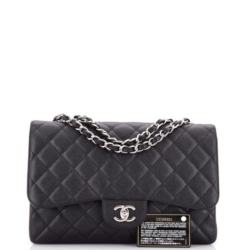 Pre-Loved Classic Single Flap Bag Quilted Caviar Jumbo, Black2