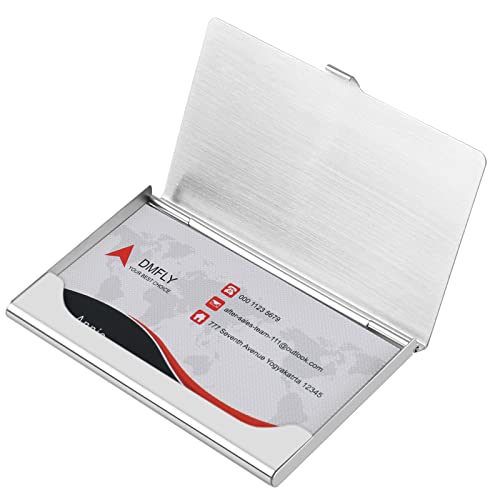 Dmfly Business Card Holder, Slim Business Card Case For Men & Women, Pocket Metal Card Case, Professional Stainless Steel Business Card Holders, Buckle Style Shut, 1Pcs Rose Gold And 1Pcs Silver #TOP7