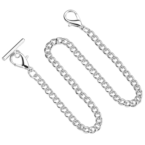 Generic - Pocket Watch Albert Vest Chain with T Bar & Lobster Clasps Plating 14 Inch Classic Metal Watch Chain Link & Pocket Watc h Stand Single Link Vest Belt