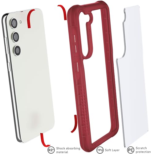 Image of Ghostek Covert Galaxy S23 Plus Clear Phone Case with Military Grade Shockproof Protection, Non-Slip Grip, Protective Silicone Cover Designed for 2023 Samsung Galaxy S23+ (6.6 inch) (Red)