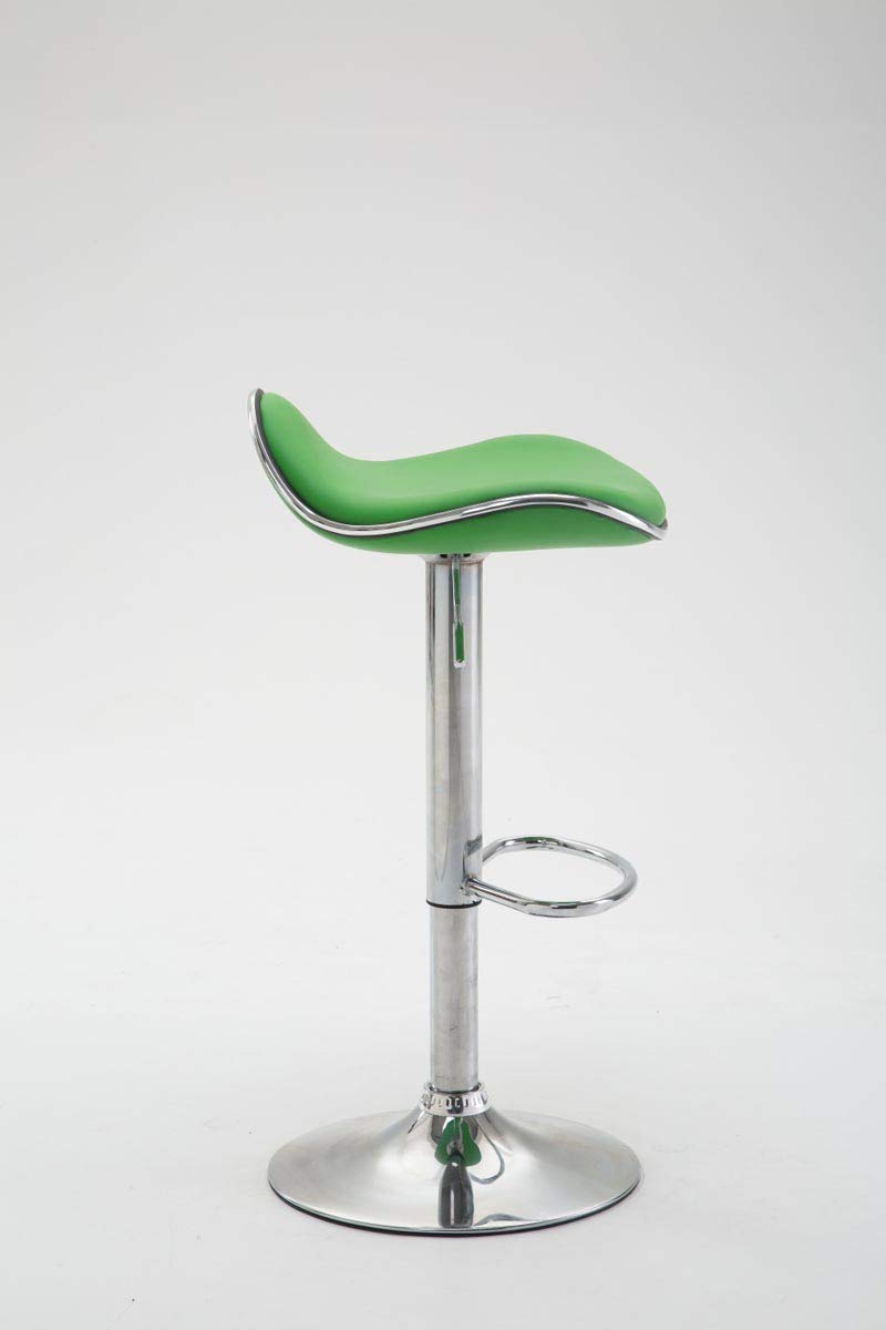 CLP Taburete Alto de Cocina Shanghai en Polipiel I Silla de Bar giratoria Regulable en Altura con Base metálica, Color:Blanco, Material del Soporte:Hierro Cromado