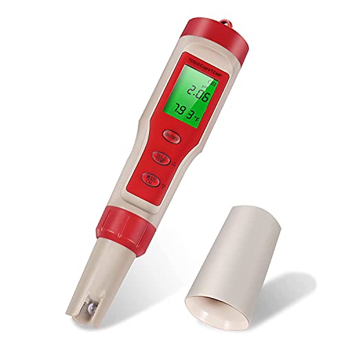 Digital pH Meter with ATC pH Tester, 4 in 1 pH TDS EC Temp 0.01 Resolution High Accuracy Pen Type Tester, Pocket Size Water Quality Tester for Drinking Water, Wine, Spas, Aquariums