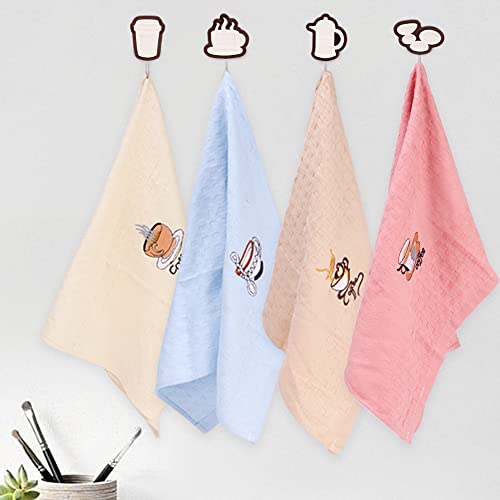 Coffee Kitchen Dish Towels, Funny Coffee Bar Accessories Decor Hand Towels With Hooks, Handmake Embroidery+Super Absorbent Drying Cloth Tea Towels Cooking Baking Lovers Gifts (4Colors) #TOP2