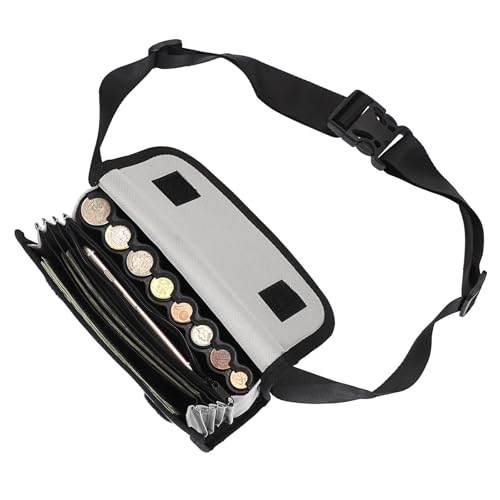 SUMTree Porte-Monnaie Euro Sac de Rangement de pièces Organisateur de pièces avec Ceinture de Transport pour Serveuse, collecteur, caissier (gris)