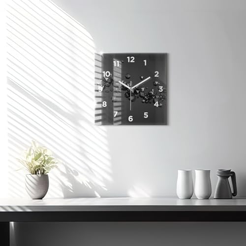 Horloge de qualité supérieure Wallfluent 30x30 cm au design abstraction noire - 3