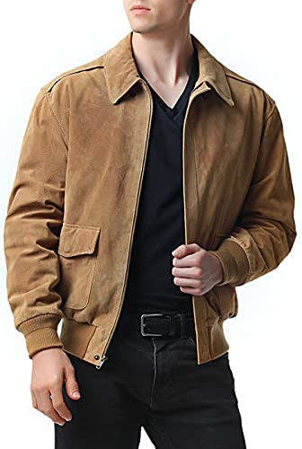 Landing Leathers Men Air Force A-2 Suede Leather Flight Bomber Jacket (Also available in Big & Tall)3