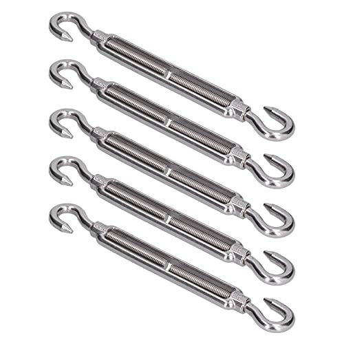 Tensor para cable de acero tipo gancho de acero inoxidable 304, ajustable, para tensar cables de acero (M4) miniatura 6