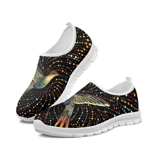 Image of Hummingbird Floral Print Lightweight Walking Shoes for Women Mesh Casual Sneakers Size 5-10.5