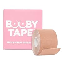 Booby Tape - The Original Breast Tape for Women, Latex-Free and Waterproof Boob Tape Roll, Painless Body Tape for Breast, Reliable Bra Tape for Boob Lift of Any Size, Beige, 5-Meter Roll
