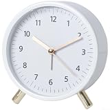 Axorafow Orologio da tavolo silenzioso in pollici 4.5 sveglia minimalista orologio da scrivania senza ticchettio orologio da tavolo rotondo moderno per ufficio compatto camera da letto timer bianco