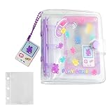 PAVIKE シール帳 女の子 透明シール シール手帳 透明シール帳 取り外し可能 防水性 耐摩耗性 パープルベア 学生、ノート愛好家、小さなカードコレクターなど 紫のクマ 内側のページ*10 約10.7*9.2CM