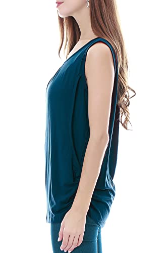 Smallshow 3 Pack Tops Lactancia Mujer Camiseta Sin Mangas,Black-Deep Green-Teal,L