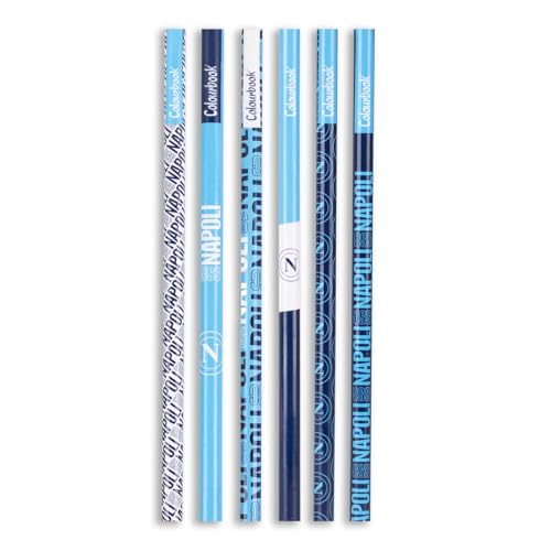 Colourbook - SSC Napoli Schreibwaren-Set 14-teilig, offizielles Lizenzprodukt, enthält 2 Bleistifte, 2 Stifte, 6 Buntstifte, Radiergummi, Spitzer, Lineal, Block Notes