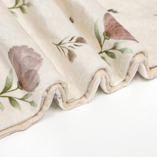 Image of SWESEN Baby Blanket for Girls, Super Soft Double Layer Minky Blankets with Dotted Backing, Floral Toddler Newborn Nursery Bed Blankets, 30 X 40 Inches