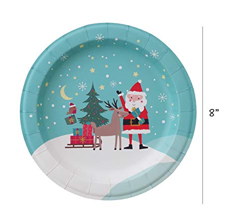 Partay Shenanigans Paper Plates - 60-Count 8" x 8" Disposable Christmas Party Supply Dessert Plates in 6 Designs - Reindeer, Santa, Polar Bear, Elf, Gingerbread House, Nutcracker – Image 2
