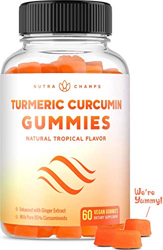 Turmeric Curcumin with Ginger Gummies - Natural, Vegan, Chewable Gummy Vitamin Supplement