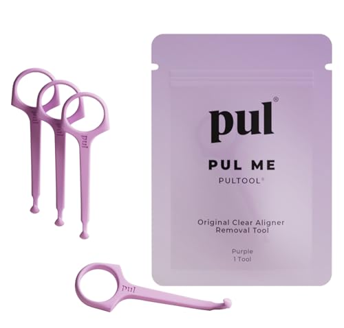 Image of PUL Pack of 4 Reusable Clear Aligner Removal Tool - Compatible with Invisalign, Removable Braces, Retainers & Trays - Easy-to-Use Device Remover, Dental & Oral Hygiene Care Product - Purple