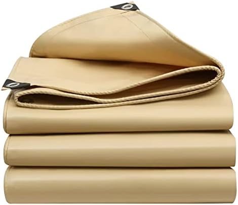 Tarpaulin Heavy Duty 2mx4m 500g/㎡ Reinforced Thick PVC Tarpaulin Waterproof Tarp Sheet with Eyelets Tarp Cover for Outdoor Camping Ground Sheet, Beige (Size : 1x2m)
