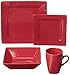 10 Strawberry Street Nova Square 16 pc Dinnerware Set, Red