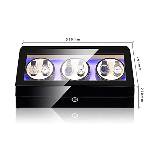 Enrollador de relojes de madera y cuero con luces LED para vitrina 4