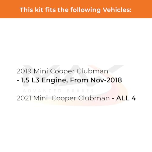 Image of Max Advanced Brakes Front Brake Kit Compatible With 2019 2021 Mini Cooper Clubman w / 1.5L Engine MFD from Nov-2018 Replacement Premium OE Disc Brake Rotors and Ceramic Brake Pads